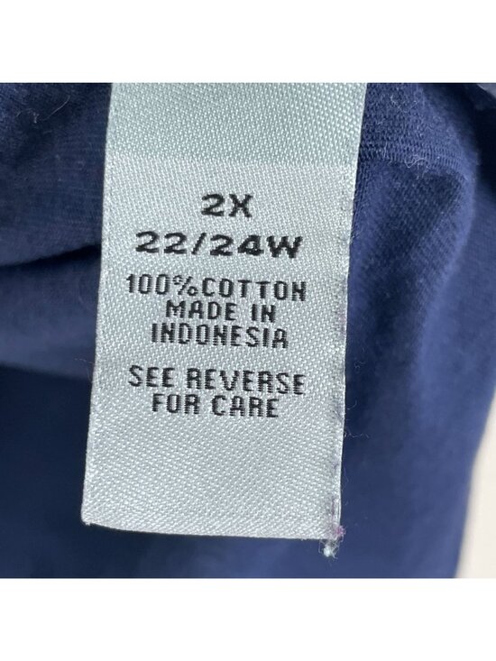 Catherines Easy Fit Tees Womens Plus 2X Navy Tunic Top 3/4 Sleeves Cotton Shirt - Picture 4 of 7